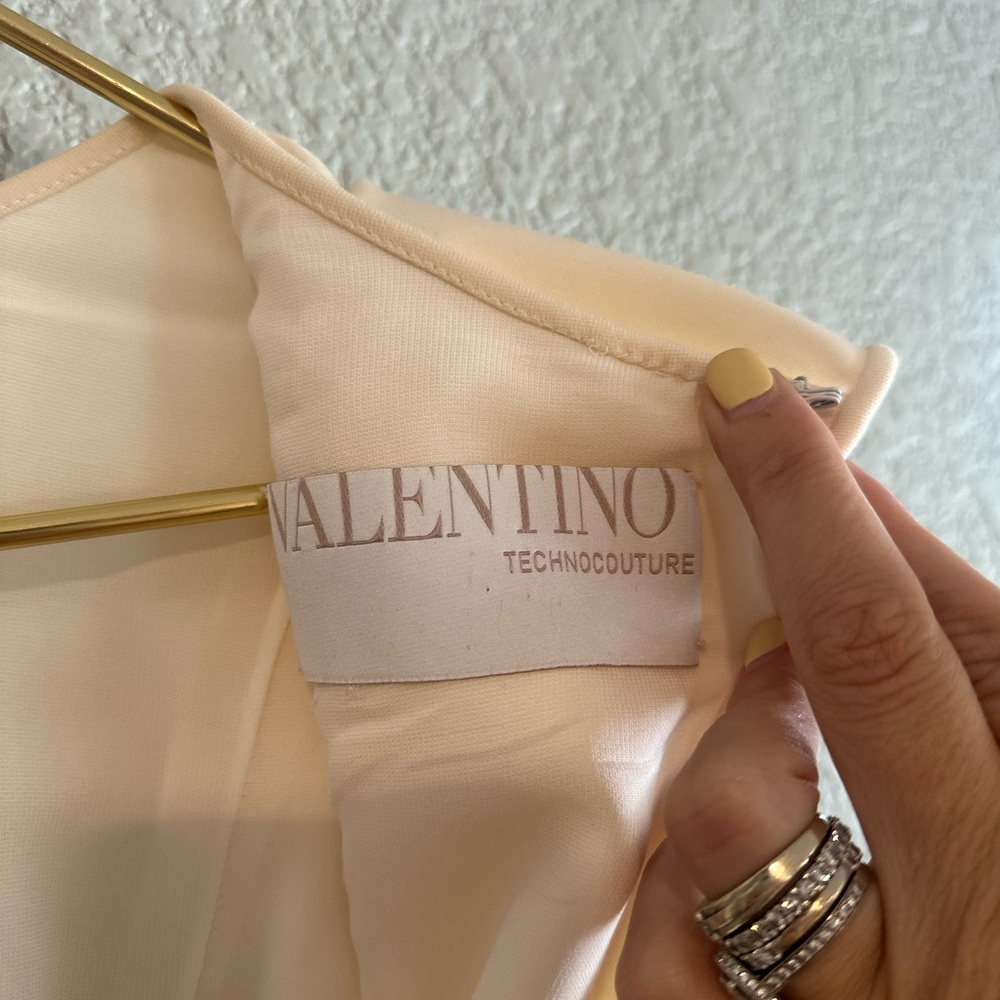 Valentino Technocouture cream asymmetrical cocktail dress